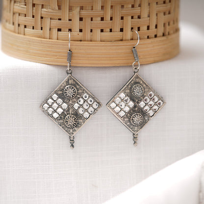 Shishika- Silver Brass Oxidised dangler earrings
