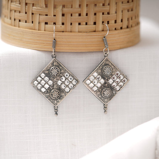 Shishika- Silver Brass Oxidised dangler earrings