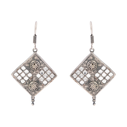 Shishika- Silver Brass Oxidised dangler earrings