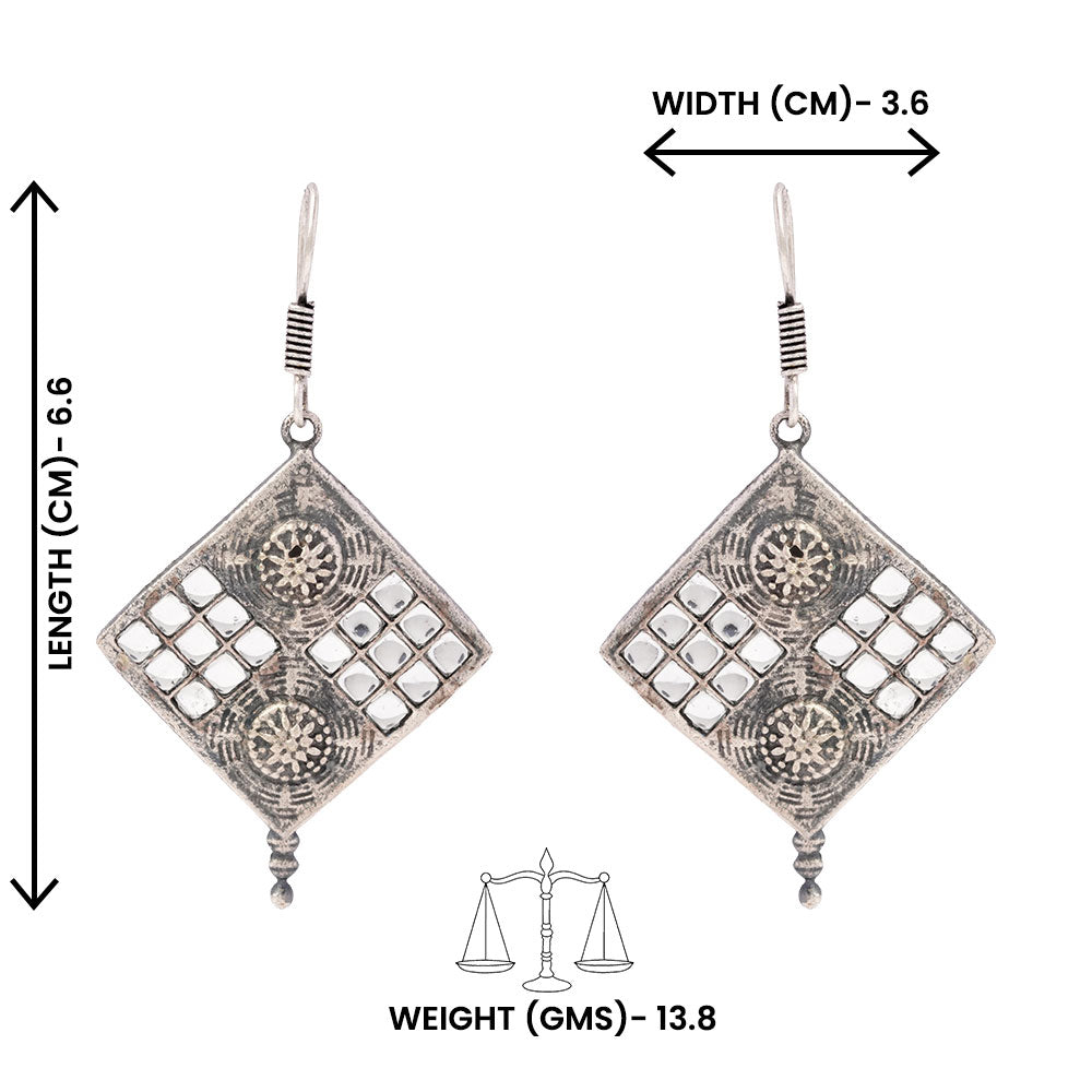 Shishika- Silver Brass Oxidised dangler earrings