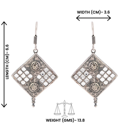 Shishika- Silver Brass Oxidised dangler earrings