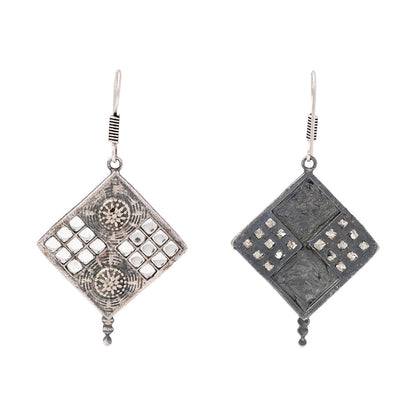 Shishika- Silver Brass Oxidised dangler earrings