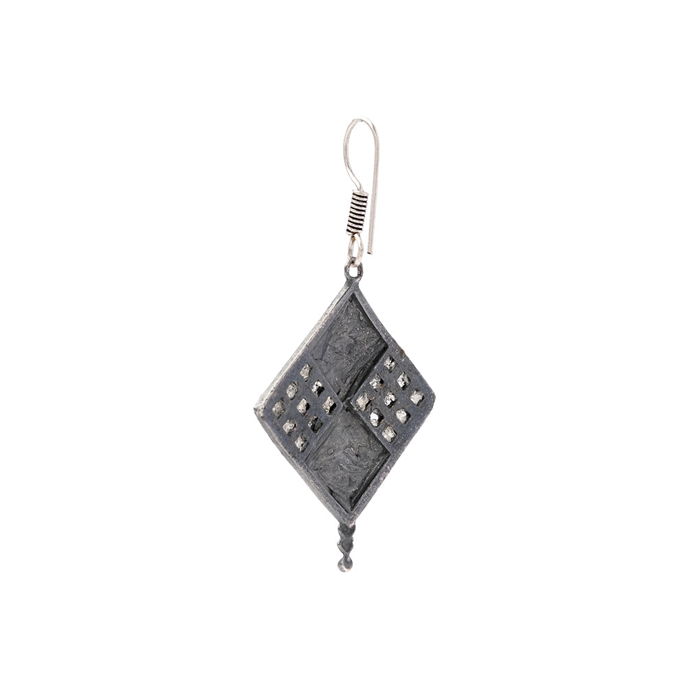 Shishika- Silver Brass Oxidised dangler earrings