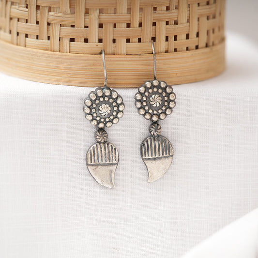 PushpKairi- Silver Brass Oxidised dangler earrings