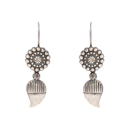 PushpKairi- Silver Brass Oxidised dangler earrings
