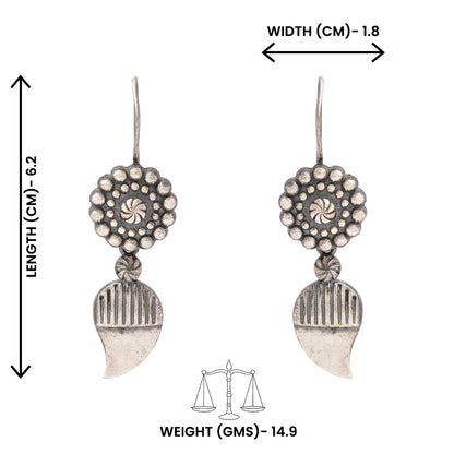 PushpKairi- Silver Brass Oxidised dangler earrings