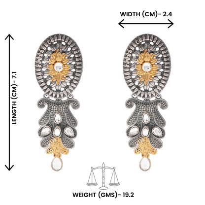 DwiVarna- Silver Brass Oxidised dangler earrings