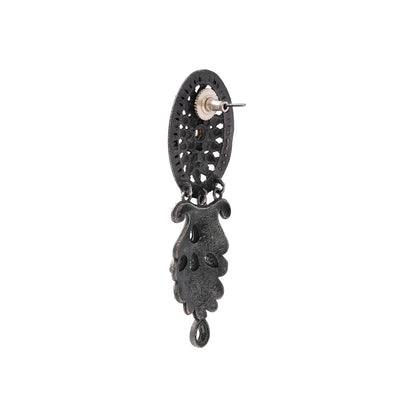 DwiVarna- Silver Brass Oxidised dangler earrings