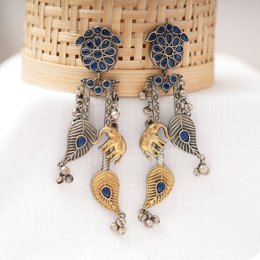 Dual toned Antique polish Brass Danglers