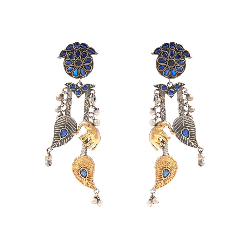 Dual toned Antique polish Brass Danglers