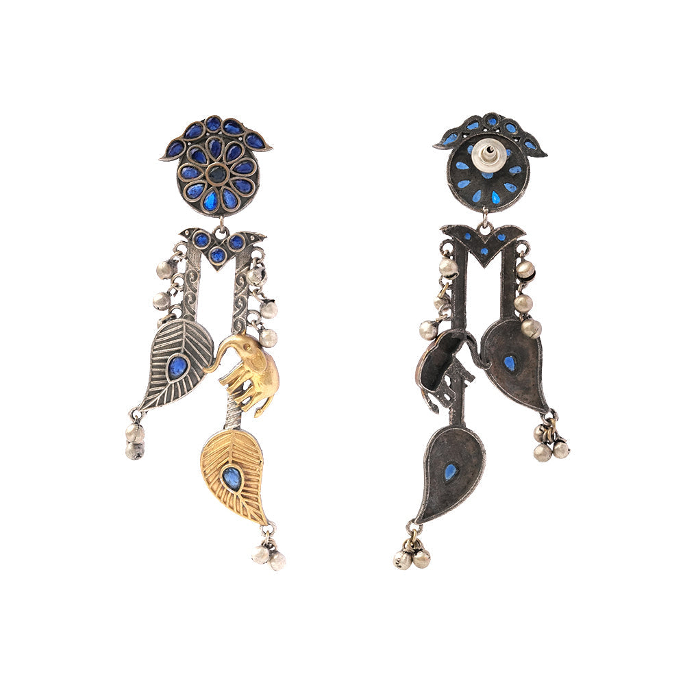 Dual toned Antique polish Brass Danglers