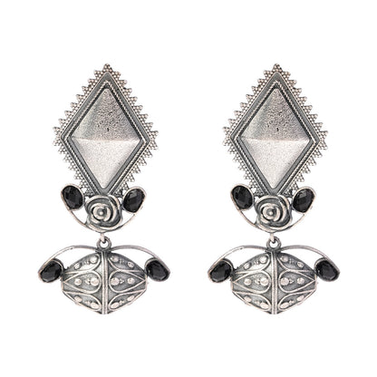 Suvarna- Silver Brass Oxidised dangler earrings
