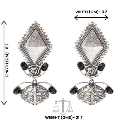 Suvarna- Silver Brass Oxidised dangler earrings