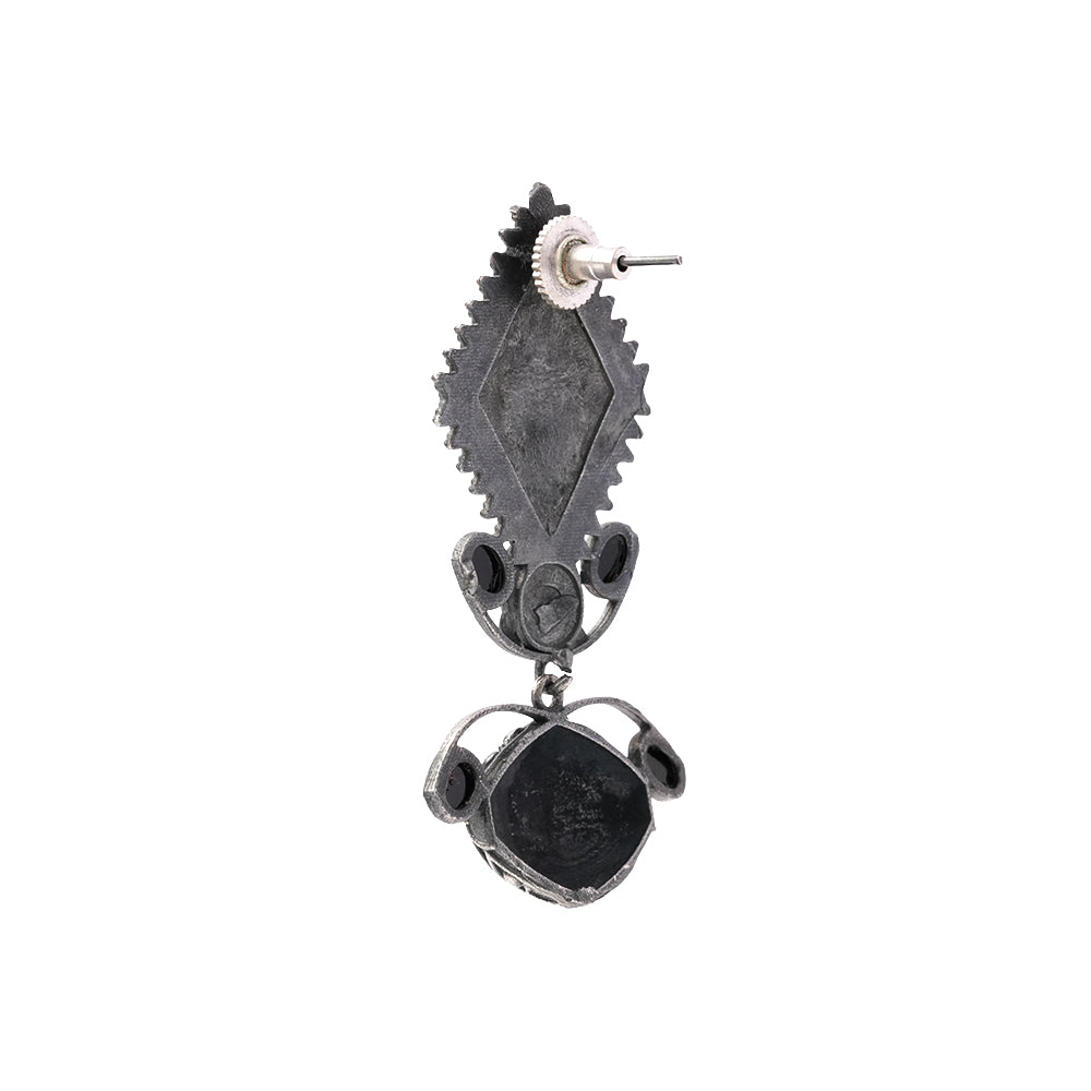 Suvarna- Silver Brass Oxidised dangler earrings