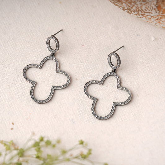 Patrali- Silver Brass Oxidised dangler earrings