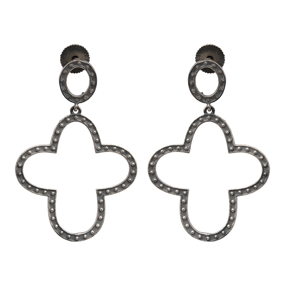 Patrali- Silver Brass Oxidised dangler earrings