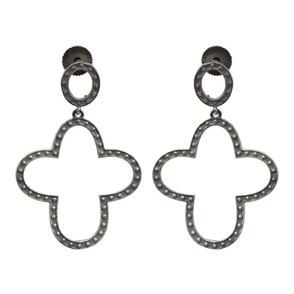 Patrali- Silver Brass Oxidised dangler earrings