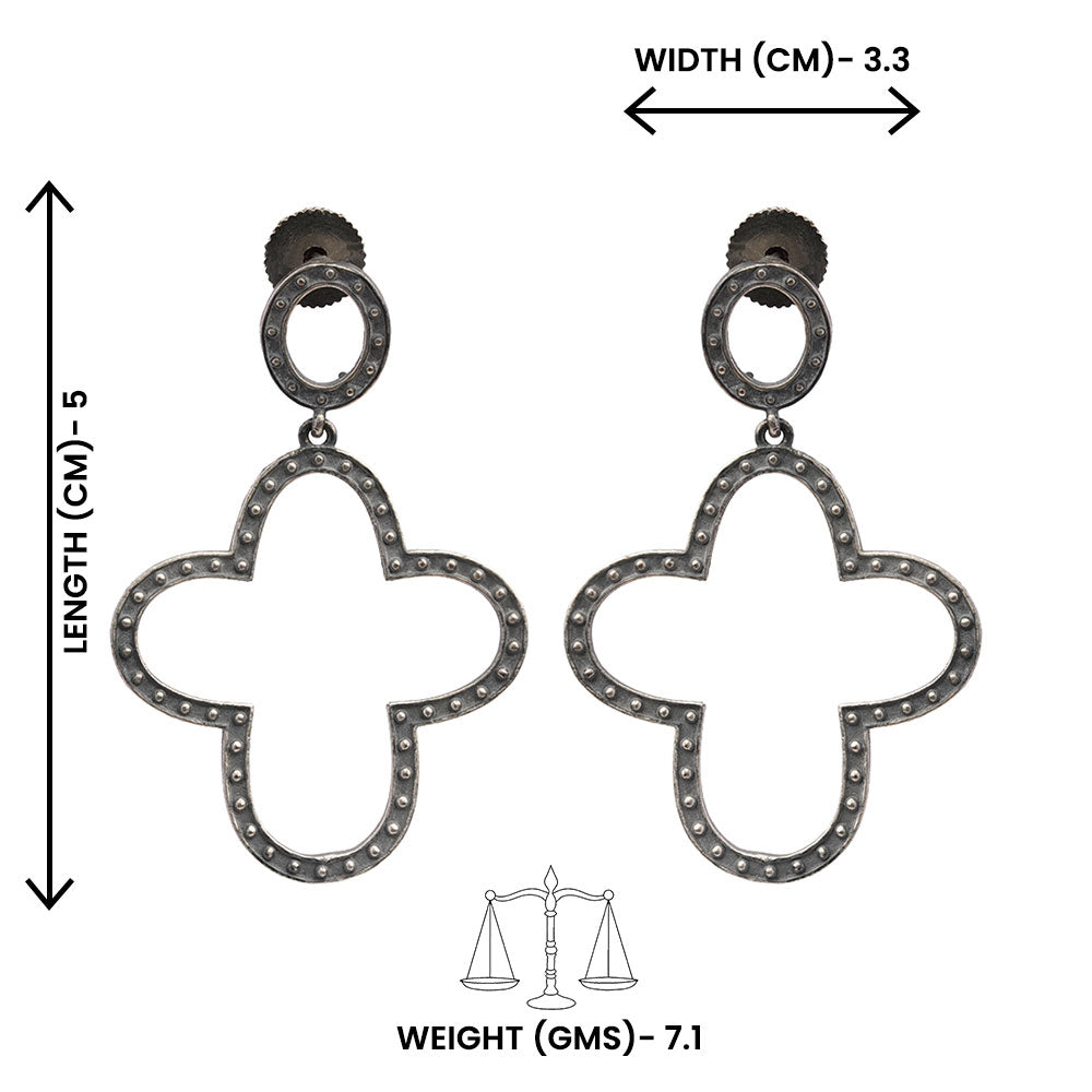 Patrali- Silver Brass Oxidised dangler earrings