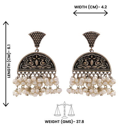 Nayaab- Silver Brass Pearl dangler earrings