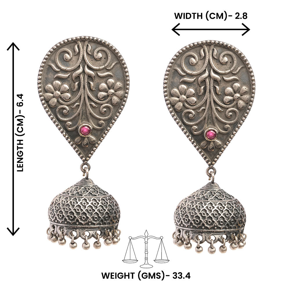 Lahar- Silver Brass oxidised dangler earrings
