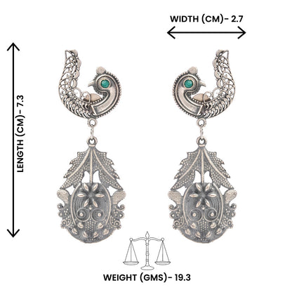 Suvarna- Silver Brass Oxidised dangler earrings