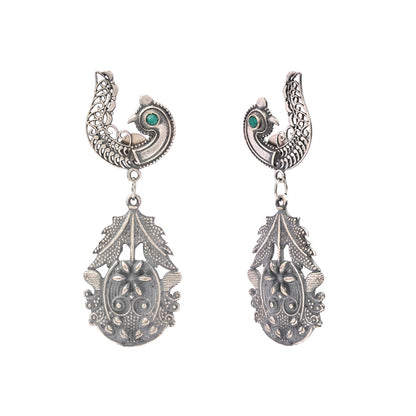 Suvarna- Silver Brass Oxidised dangler earrings