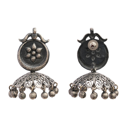 Kusum- Silver Brass ghunghroo dangler earrings