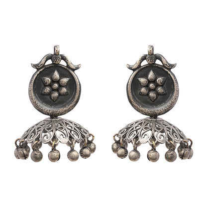 Kusum- Silver Brass ghunghroo dangler earrings