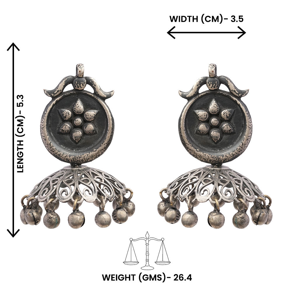 Kusum- Silver Brass ghunghroo dangler earrings