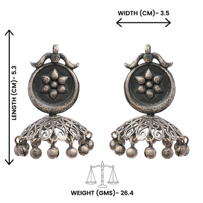 Kusum- Silver Brass ghunghroo dangler earrings