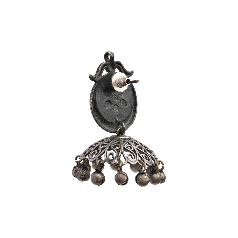 Kusum- Silver Brass ghunghroo dangler earrings