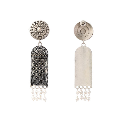 Jharokha- Silver Brass Oxidised Jhumka earrings