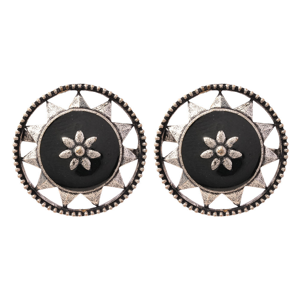Ratrisara- Silver Brass Stone-Studded Stud Earrings