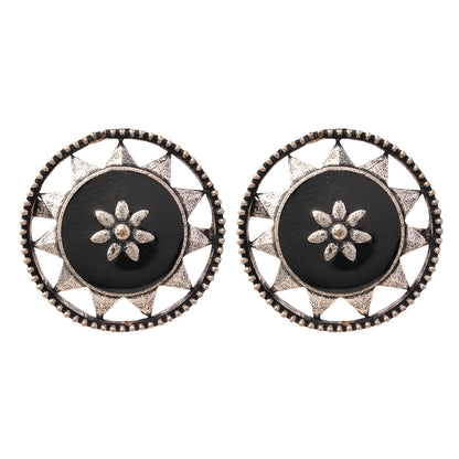 Ratrisara- Silver Brass Stone-Studded Stud Earrings