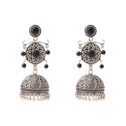 Mallika- Silver Toned Brass Jhumka Earrings
