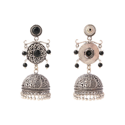 Mallika- Silver Toned Brass Jhumka Earrings