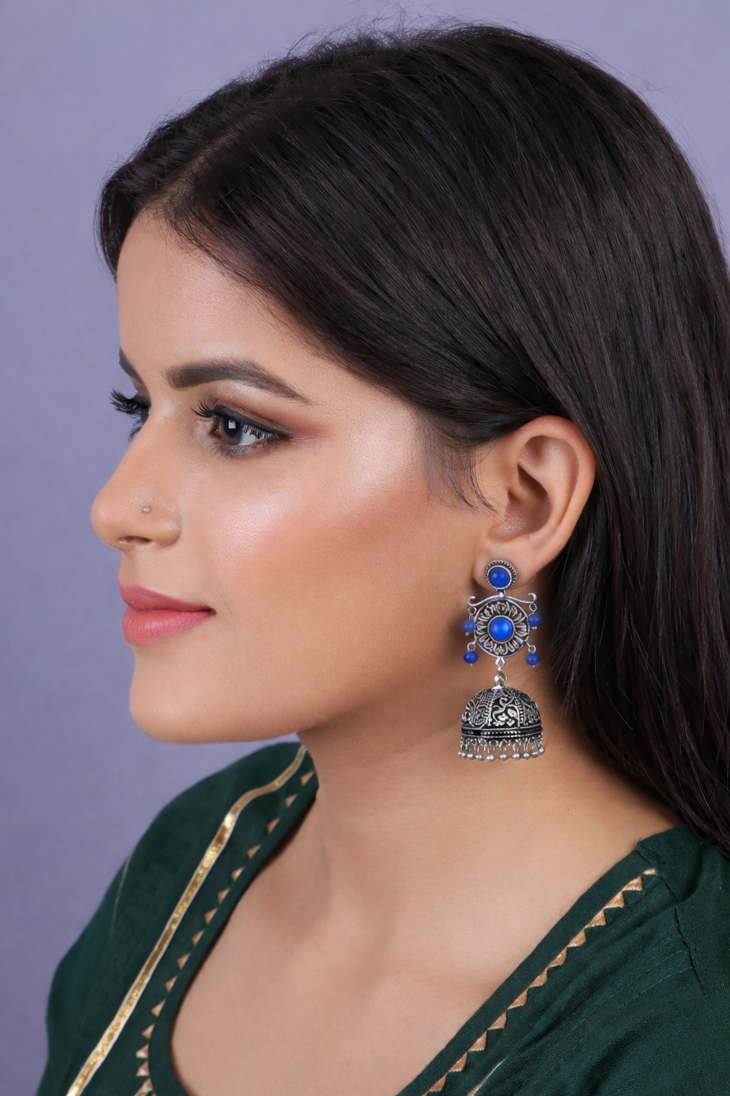 Mallika- Silver Toned Brass Jhumka Earrings