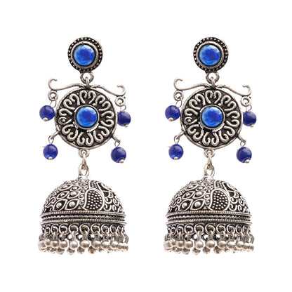 Mallika- Silver Toned Brass Jhumka Earrings