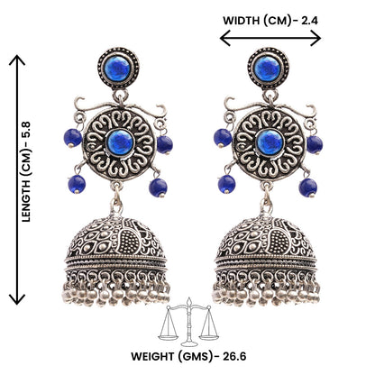 Mallika- Silver Toned Brass Jhumka Earrings