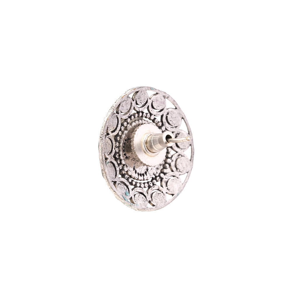 Manik- Silver Brass Stone-Studded Stud Earrings