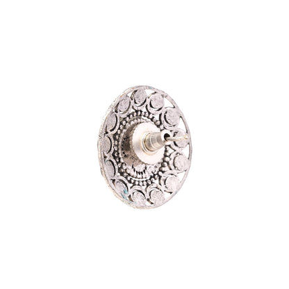 Manik- Silver Brass Stone-Studded Stud Earrings