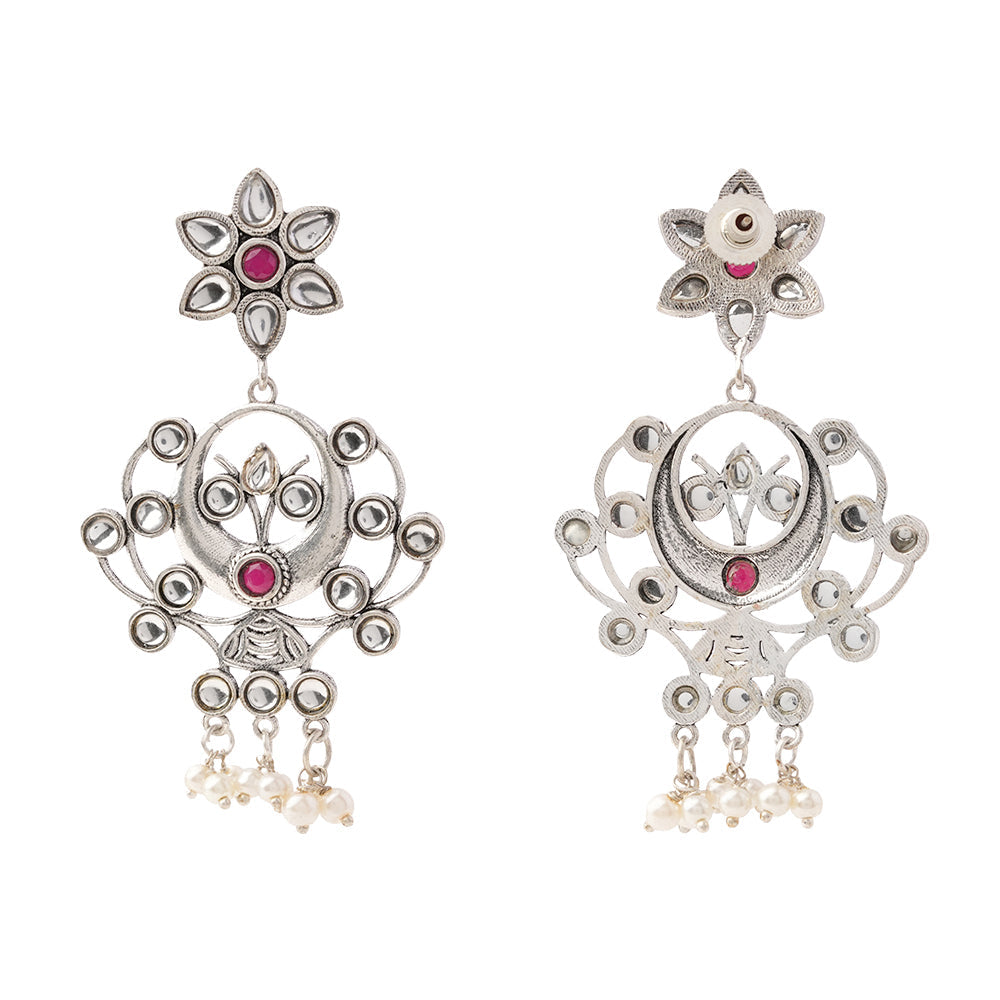 Dhaval- Silver Brass Oxidised dangler earrings(Multicolored)