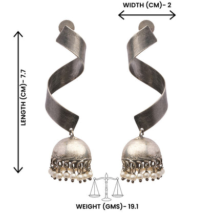 Meghika- Silver Toned Brass Jhumka Earrings