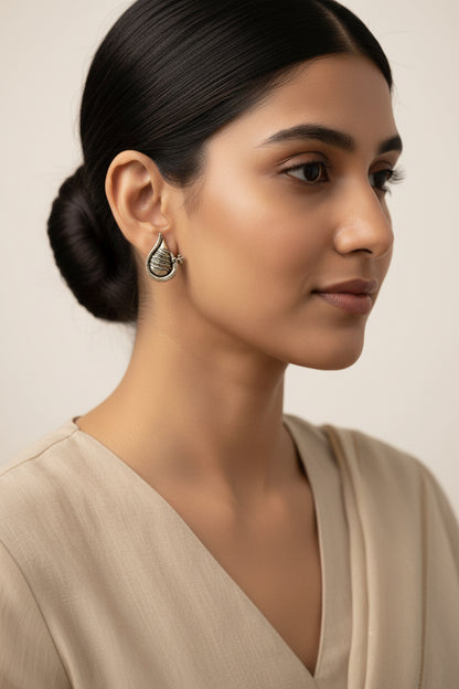 Saathiya- Combo of Silver Brass Oxidised stud Earrings