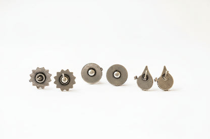 Saathiya- Combo of Silver Brass Oxidised stud Earrings