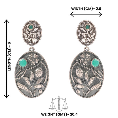 Pranalika- Silver Brass Oxidised dangler earrings