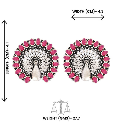 Morika- Silver Brass Oxidised Stud Earrings