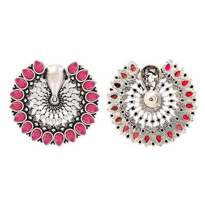 Morika- Silver Brass Oxidised Stud Earrings