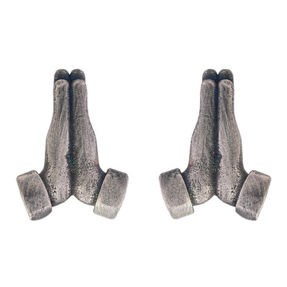 Namra- Silver Brass Oxidised Stud Earrings