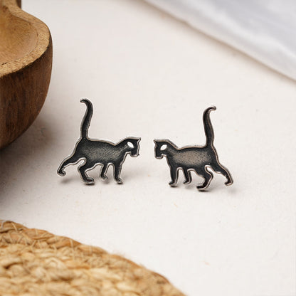 Marjari- Silver Brass oxidised stud earrings